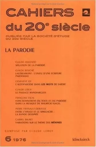 La Parodie -  - Klincksieck