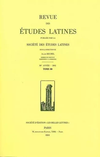 Etudes Latines T. 80 (2002) -  Collectif - Revue des Études Latines