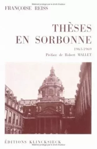 Thèses en Sorbonne (1963-1969) - Françoise Reiss - Klincksieck