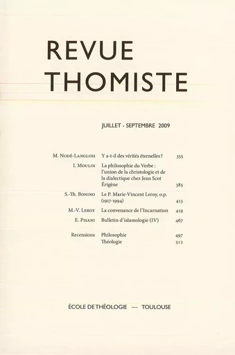 Revue thomiste - N°3/2009 -  - Klincksieck