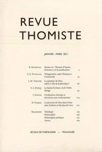 Revue thomiste - N°1/2011 -  - Klincksieck