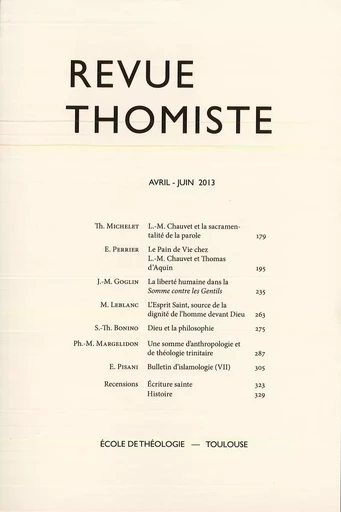 Revue thomiste - N°2/2013 -  - Klincksieck