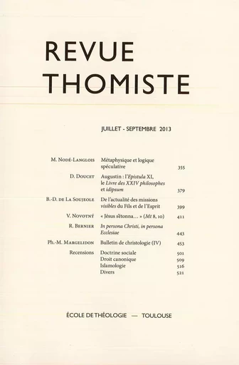 Revue thomiste - N°3/2013 -  - Klincksieck