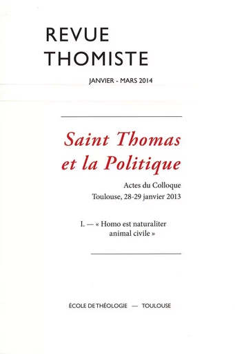 Revue thomiste - N°1/2014 -  - Klincksieck