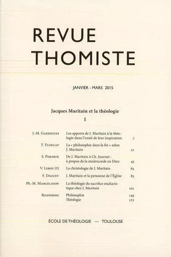 Revue thomiste - N°1/2015 -  - Klincksieck