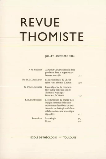 Revue thomiste - N°3/2014 -  - Klincksieck