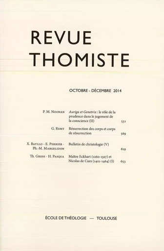 Revue thomiste - N°4/2014 -  - Klincksieck