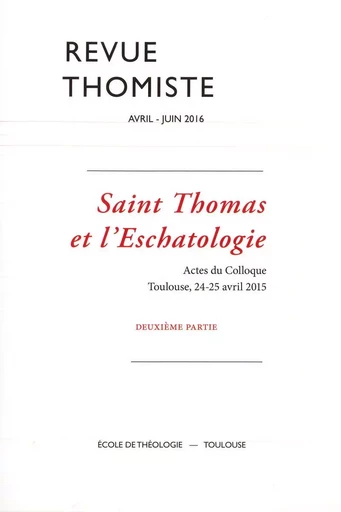 Revue thomiste - N°2/2016 -  - Klincksieck