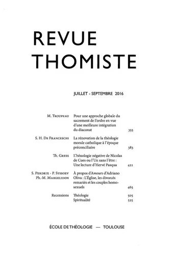 Revue thomiste - N°3/2016 -  - Klincksieck