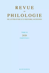 Revue de philologie, de littérature et d'histoire anciennes volume 94-2