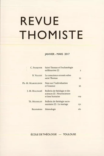 Revue thomiste - N°1/2017 -  - Klincksieck