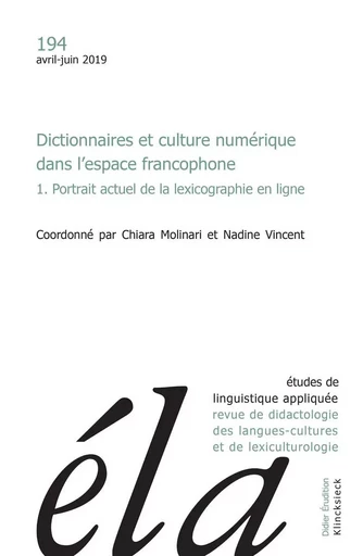 Études de linguistique appliquée - N°2/2019 -  - Klincksieck