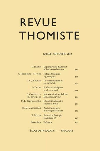 Revue thomiste - N°3/2022 -  - Klincksieck