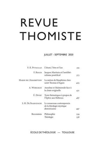 Revue thomiste - N°3/2020 -  - Klincksieck