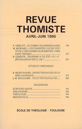 Revue thomiste - N°2/1995 -  - Klincksieck