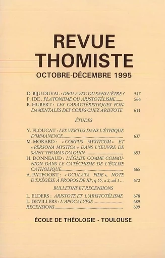 Revue thomiste - N°4/1995 -  - Klincksieck