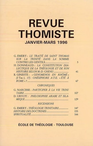 Revue thomiste - N°1/1996 -  - Klincksieck