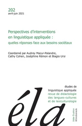 Études de linguistique appliquée - N°2/2021