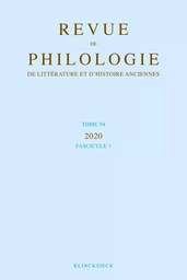 Revue de philologie, de littérature et d'histoire anciennes volume 94-1