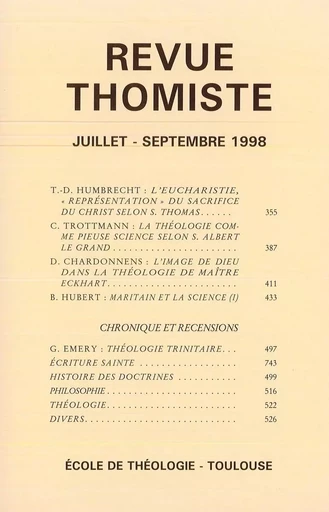 Revue thomiste - N°3/1998 -  - Klincksieck