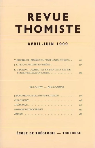 Revue thomiste - N°2/1999 -  - Klincksieck