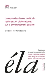 Études de linguistique appliquée - n°1/2023