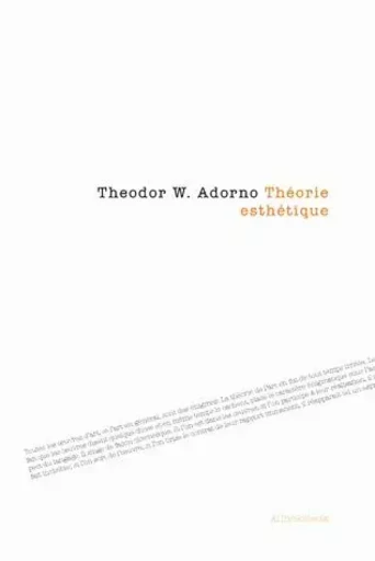 Théorie esthétique - Theodor Wiesengrund Adorno - Klincksieck