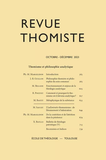 Revue thomiste - N°4/2023 -  - Klincksieck