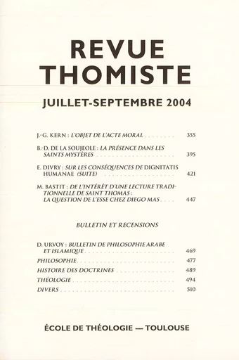 Revue thomiste - N°3/2004 -  - Klincksieck