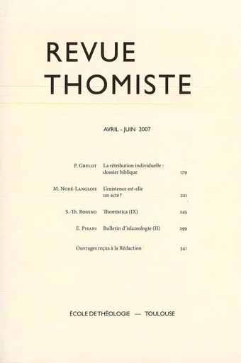 Revue thomiste - N°2/2007 -  - Klincksieck