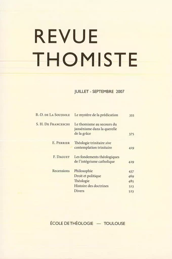 Revue thomiste - N°3/2007 -  - Klincksieck