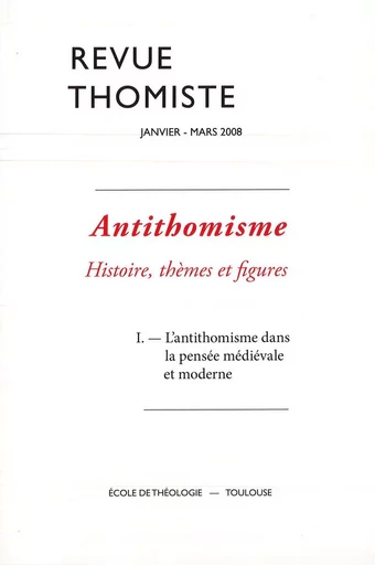 Revue thomiste - N°1/2008 -  - Klincksieck