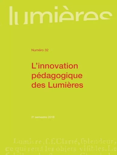 L'innovation pédagogique des Lumières - Mathilde Lerenard,  Pujo Pauline - PU BORDEAUX