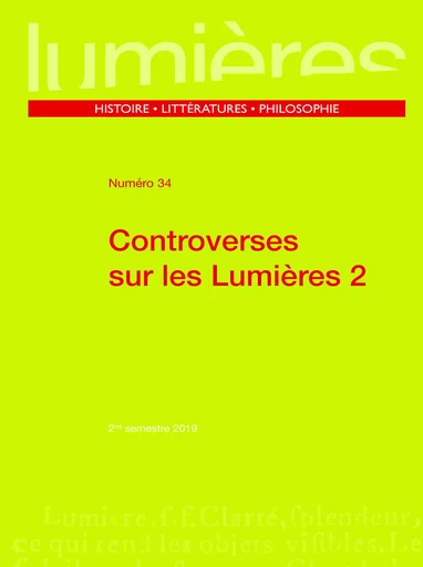 Controverses sur les Lumières (2) - Pierre Crétois, Emmanuel Faye, Christophe Miqueu, Stéphanie Rosa, Franck SALAÜN - PU BORDEAUX