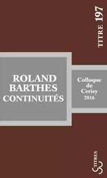 Roland Barthes : continuités