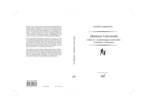 Mathesis universalis - David Rabouin - PUF