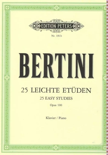 HENRI BERTINI : 25 ETUDES FACILES - 25 EASY STUDIES - OPUS 100 - PIANO -  HENRI BERTINI - PETERS