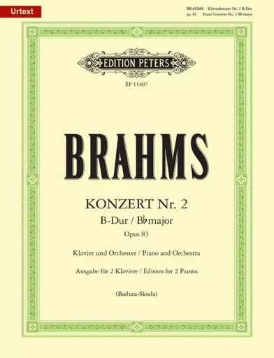 JOHANNES BRAHMS : PIANO CONCERTO NO.2 IN BB MAJOR OP.83 -  JOHANNES BRAHMS - PETERS