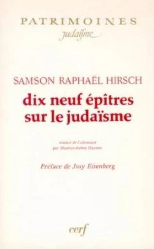 DIX NEUF EPITRES SUR LE JUDAISME -  HIRSCH SAMSON-RAPHAEL - CERF