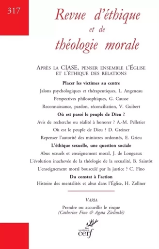 REVUE D'ETHIQUE ET DE THEOLOGIE MORALE -  COLLECTIF GRF - CERF