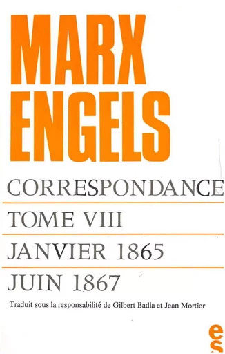 Correspondance Marx Engels (1865-1867) - Karl MARX, Friedrich Engels - SOCIALES