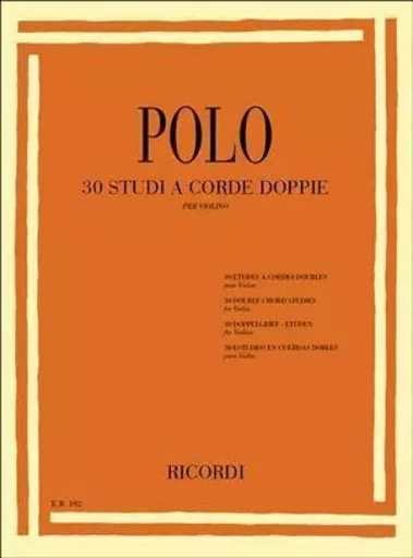 ENRICO POLO : 30 STUDI A CORDE DOPPIE - 30 ETUDES A CORDES DOUBLES -  ENRICO POLO - RICORDI