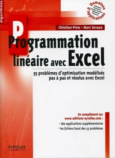 Programmation linéaire avec Excel - Christian Prins, Marc Sevaux - EYROLLES