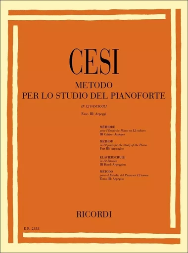 BENIAMINO CESI : METODO PER LO STUDIO DEL PIANOFORTE - FASC. III -  BENIAMINO CESI - RICORDI