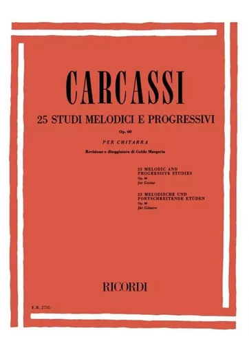 25 STUDI MELODICI E PROGRESSIVI OP. 60 GUITARE -  MATTEO CARCASSI - RICORDI