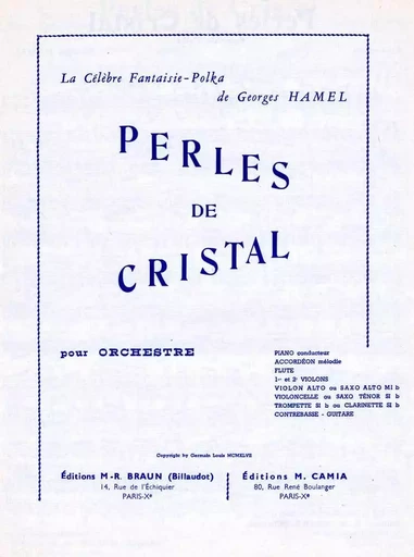 PERLES DE CRISTAL -  HAMEL GEORGES - BILLAUDOT