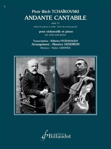 ANDANTE CANTABILE OP. 11 - EDITION BILINGUE -  TCHAIKOVSKI P I. - BILLAUDOT