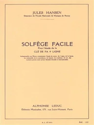 JULES HANSEN : SOLFEGE FACILE POUR L'ETUDE DE LA CLE DE FA 4E LIGNE