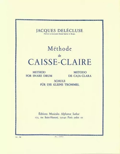 JACQUES DELECLUSE: METHODE DE CAISSE CLAIRE -  DELECLUSE, JACQUES - ALPHONSE LEDUC