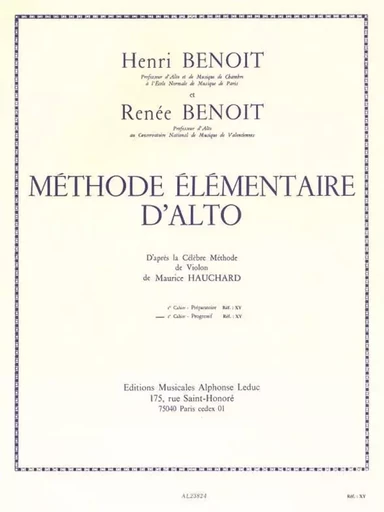 HENRI ET RENEE BENOIT : METHODE ELEMENTAIRE D'ALTO VOL 2 - D'APRES HAUCHARD -  HENRI ET RENEE BENOI - ALPHONSE LEDUC